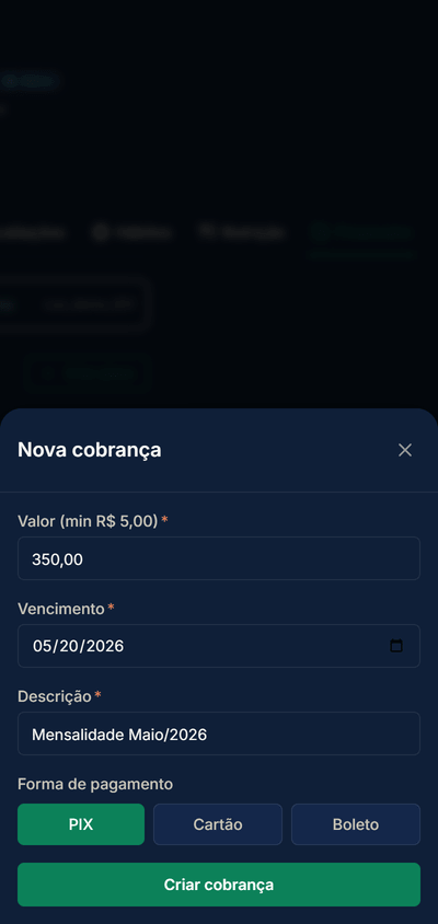 Cobrança via Pix no Treinei